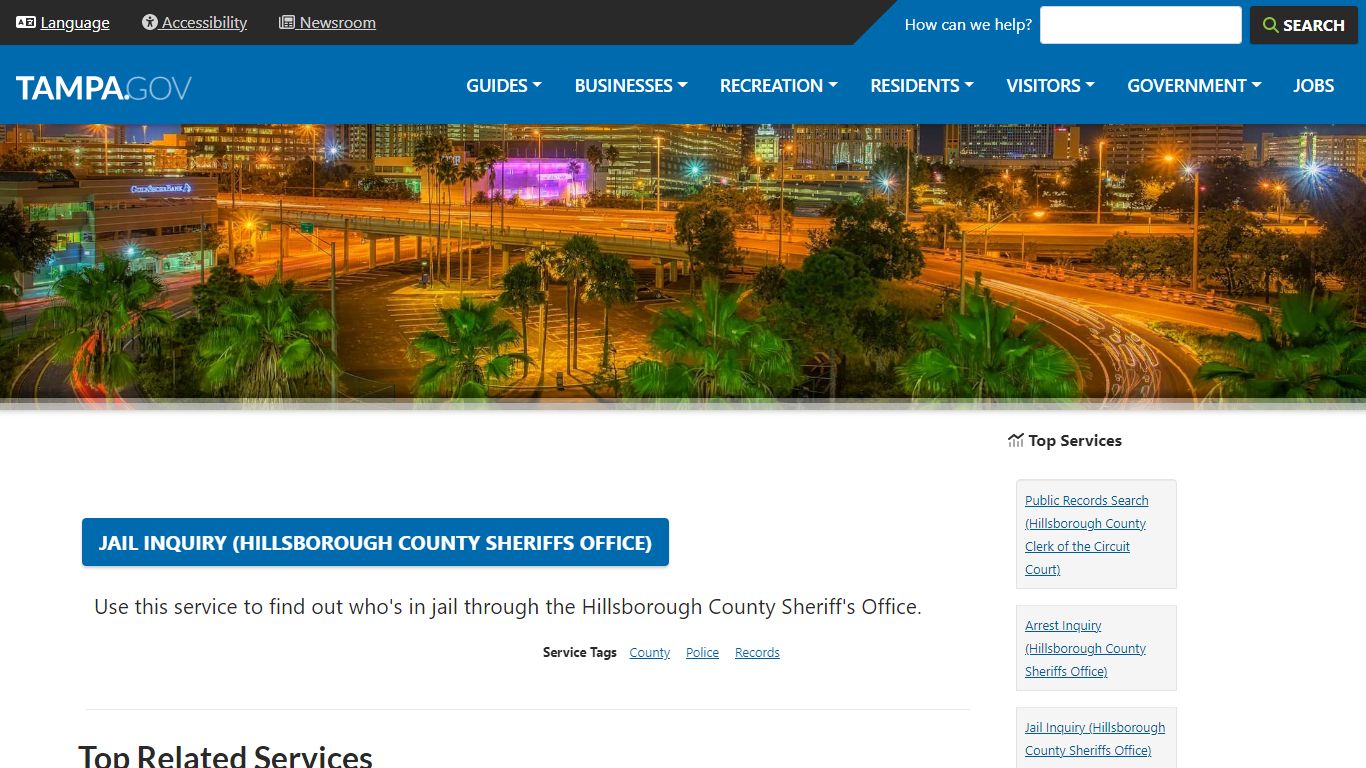 Jail Inquiry (Hillsborough County Sheriffs Office) | City of Tampa